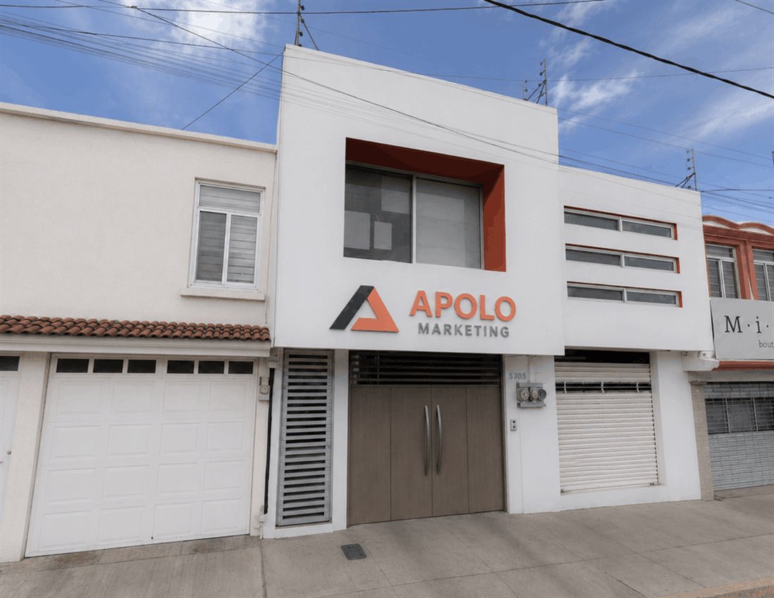 Fachada de las oficinas de Marketing Apolo en Puebla